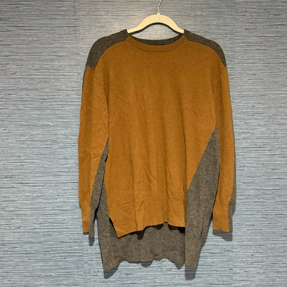 J. Crew Colorblock Wool Tunic Sweater – Women’s Size Medium, Brown & Gray - Picture 1 of 8